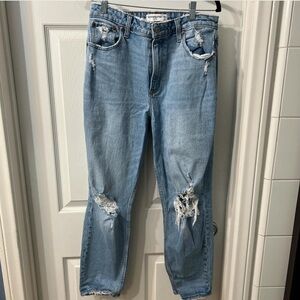 Abercrombie & Fitch Mom Distressed Blue Jeans